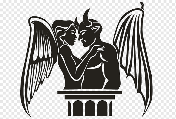 Силуэт ангела и демона