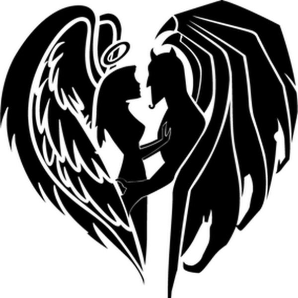Силуэт ангела и демона