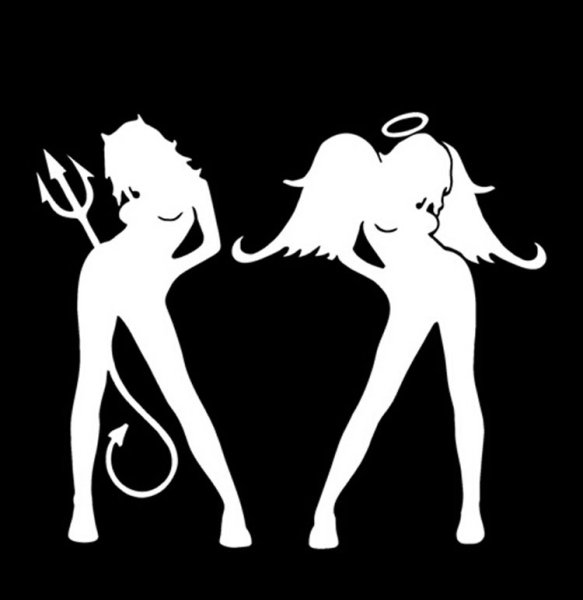 Ангел и демон наклейка на авто