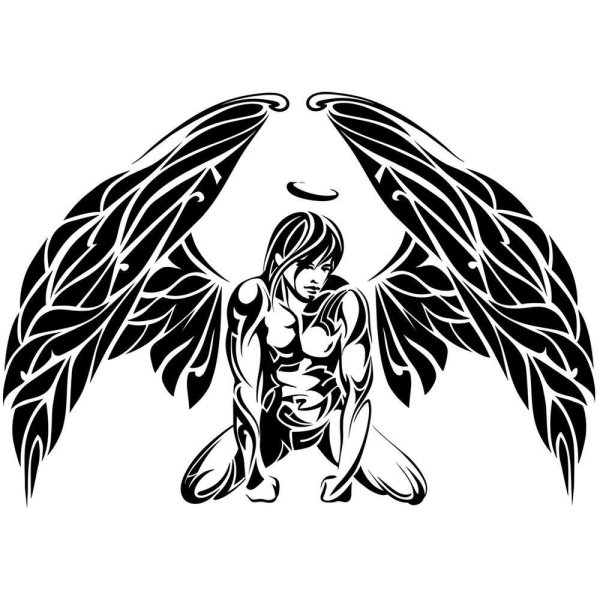 Тату ангел силуэт