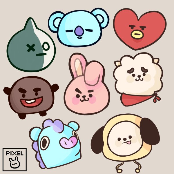 BTS наклейки Стикеры bt21