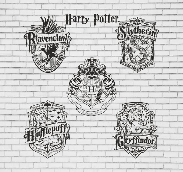 Раскраски Гарри Поттер гербы факультетов