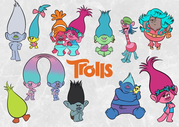 Рисунки Тролли легкие цветные