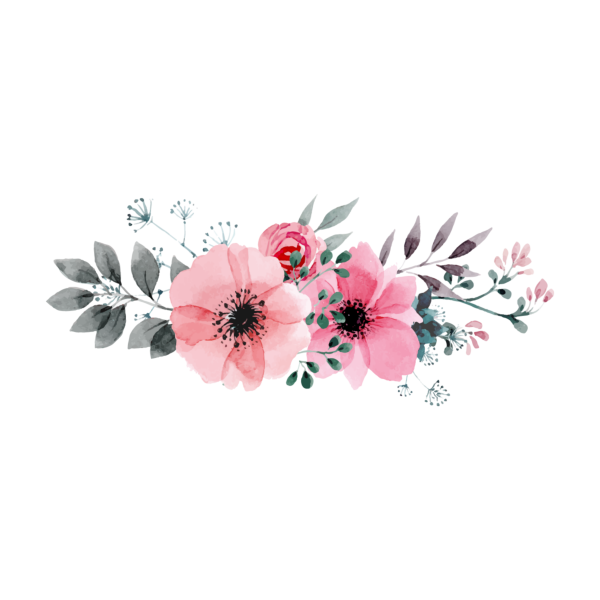 Стильные цветы на прозрачном фоне