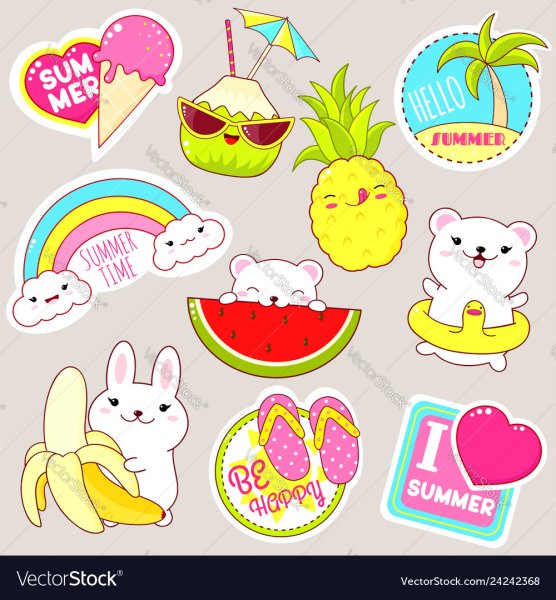 Милые наклейки летние