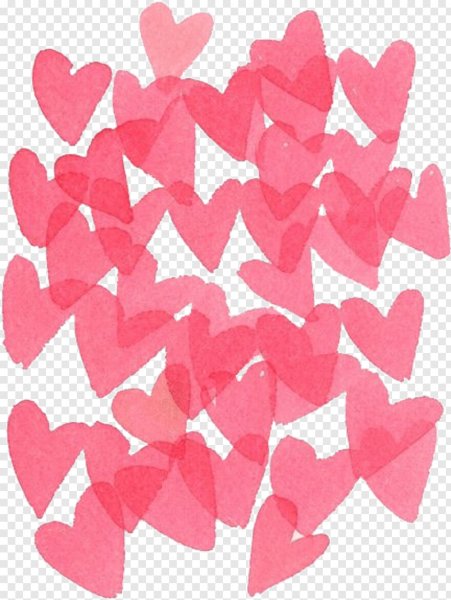 Розовые сердечки на прозрачном фоне
