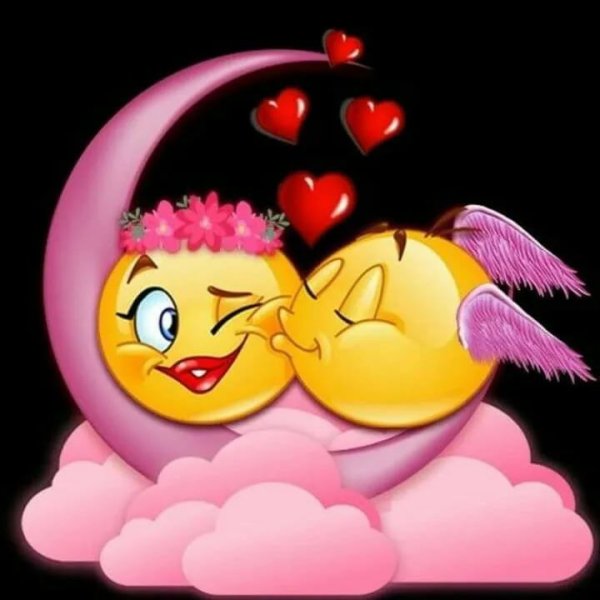 Смайлик поцелуй с сердечком