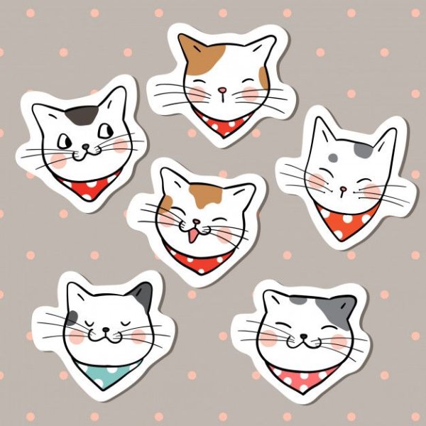 Котики цветные для наклеек