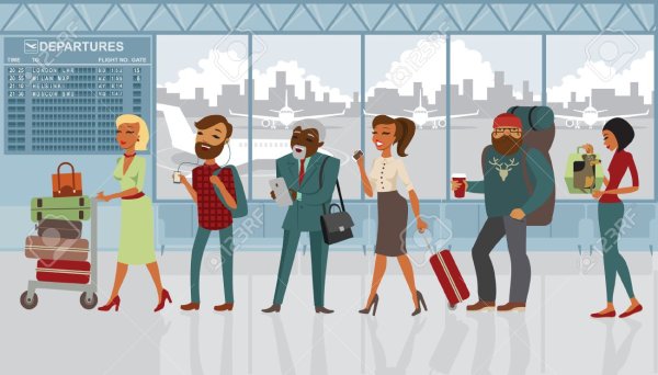 Люди в аэропорту рисунок