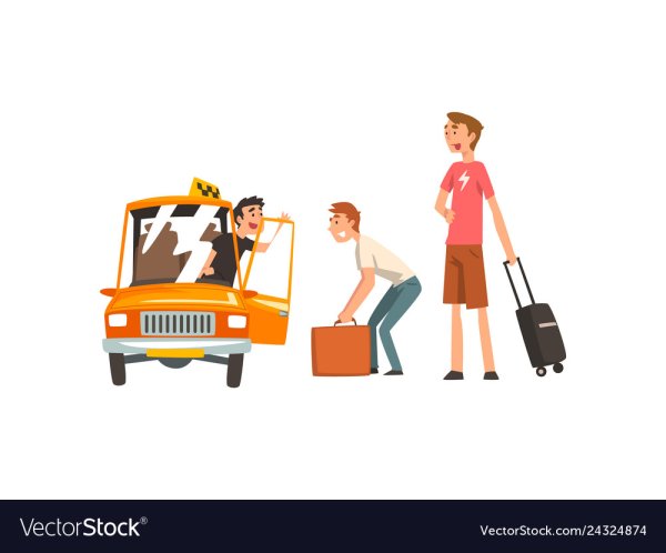 Такси и пассажирка нарисованные