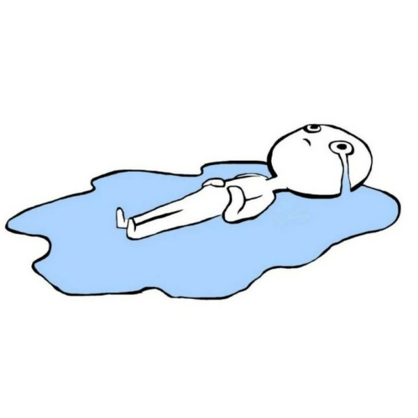 Лежит в луже слез