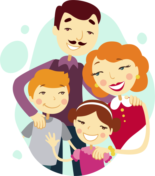 Дети с родителями вектор