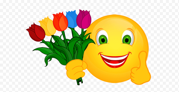Смайлик с букетом цветов