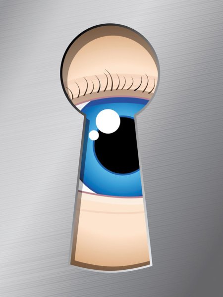 Подглядывает в замочную скважину вектор