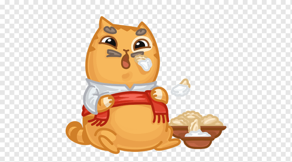 Кот с сосисками стикер