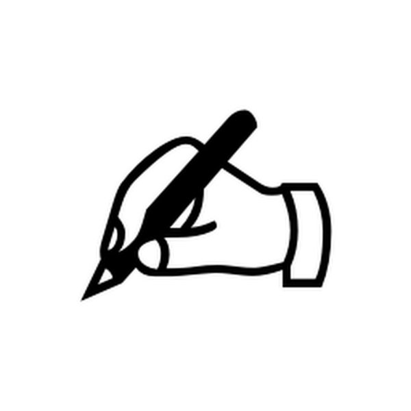 Значок рука с ручкой