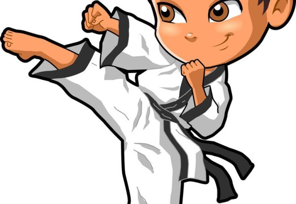 Каратист ребенок вектор