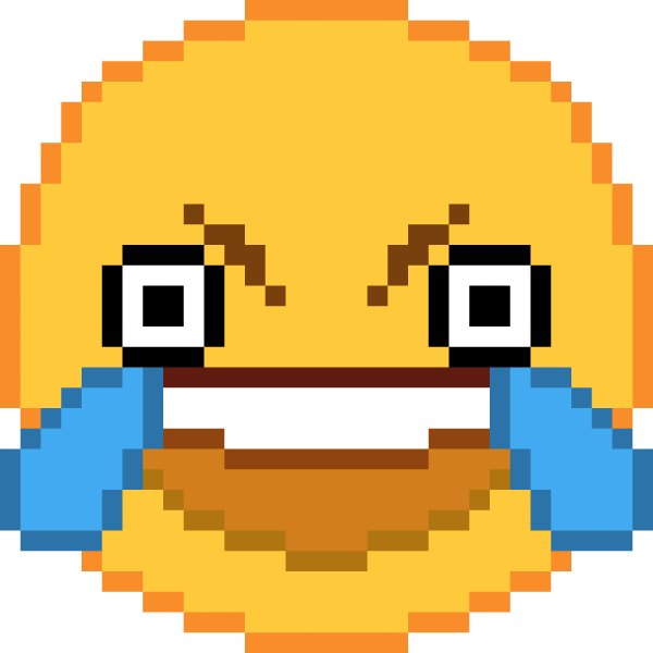 Смайлик пиксель смеётся