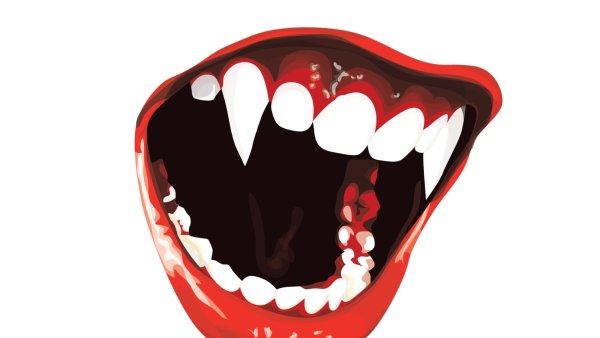 Зубы вампира на прозрачном фоне