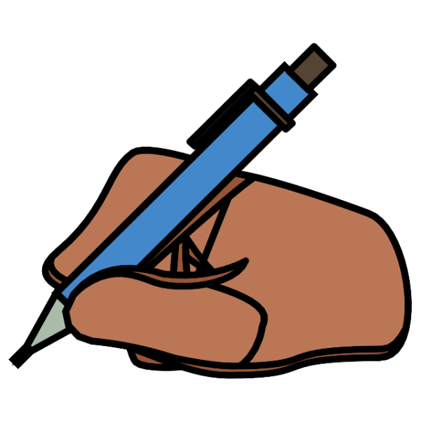 Смайлик с карандашом и бумагой