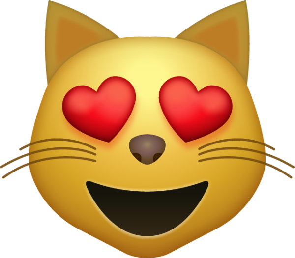 Смайлик кот с сердечками в глазах