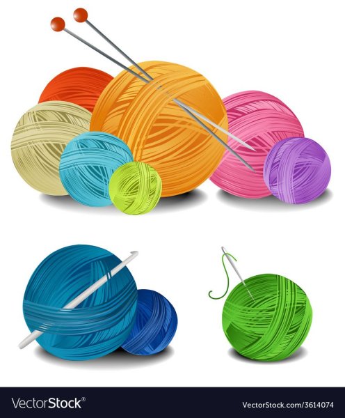 Клубок спицы и крючок