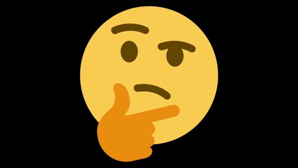 Думающий смайлик на прозрачном фоне