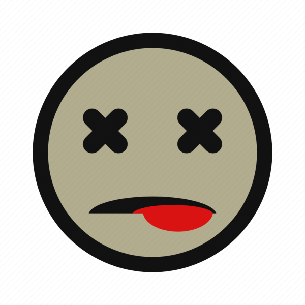 Грустный смайлик с крестиками вместо глаз