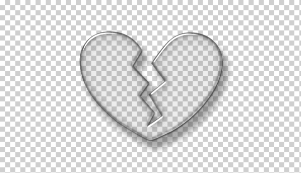Разбитое сердце на прозрачном фоне
