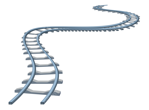 Поезд на рельсах на белом фоне