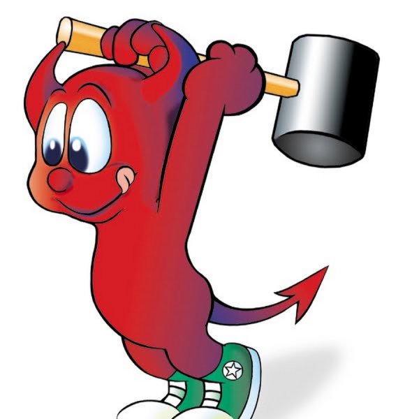 Мультяшный герой с молотком