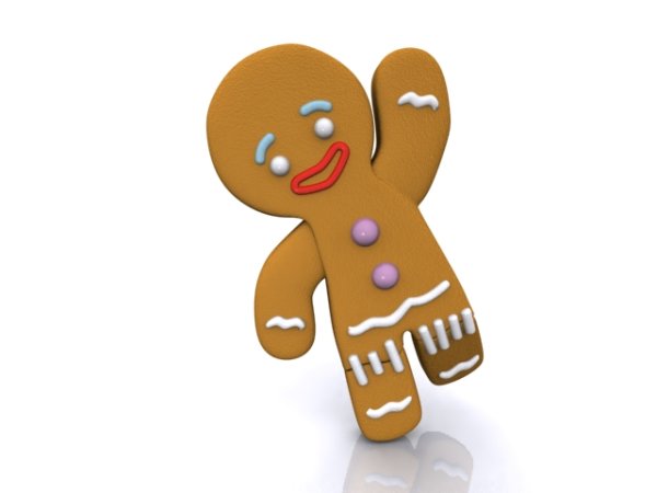Пряничный человечек на белом фоне