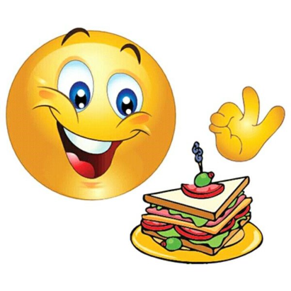 Смайлик ест