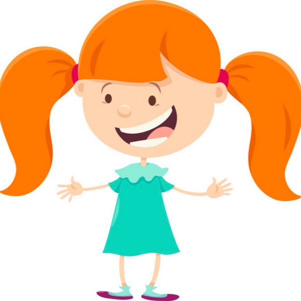 Девочка с косичками мультяшная