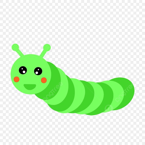 Зеленая гусеница со смайлом