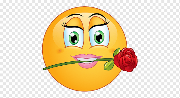 Смайлик с цветами на прозрачном фоне