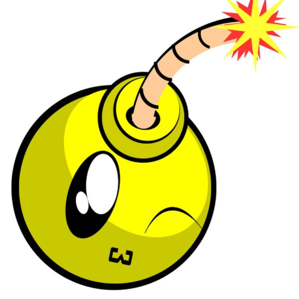 Смайлик бомба на белом фоне