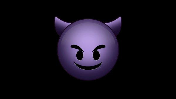 Смайлик демона на чёрном фоне