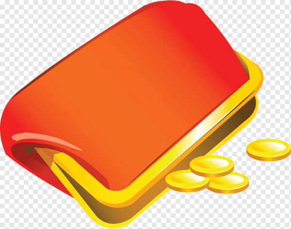 Кошелек с деньгами на прозрачном фоне