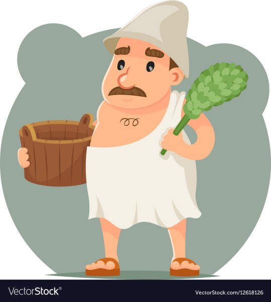 Человек с банным веником вектор