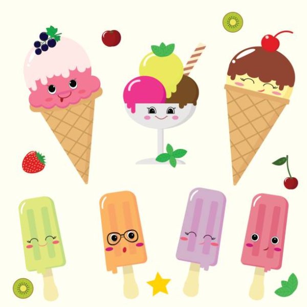 Рисунки смайлики и мороженки