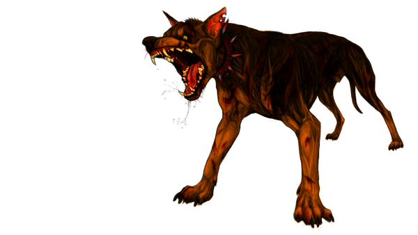 Злая собака на белом фоне