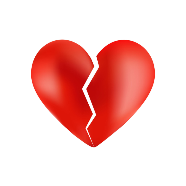 Разбитые сердца на белом фоне