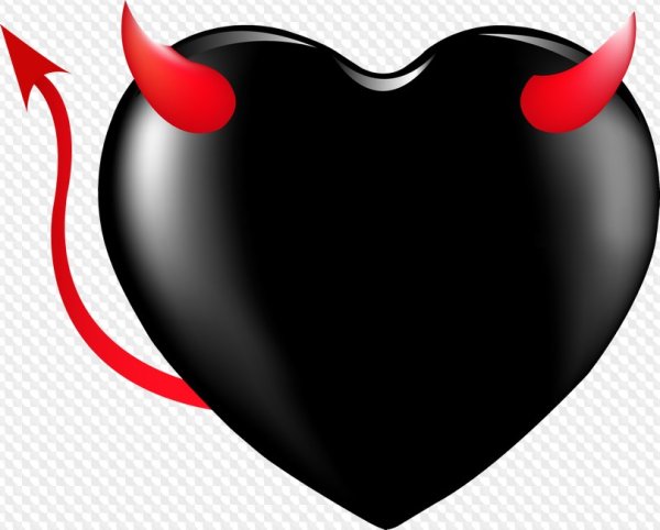 Черное сердце с рожками