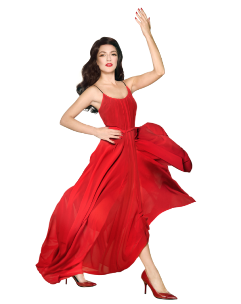 Танцующая женщина в Красном платье