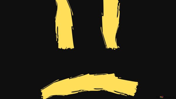 Грустный смайлик на черном фоне арт