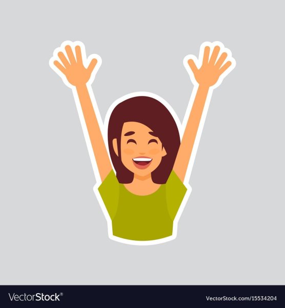 Руку поднимает вверх стикер