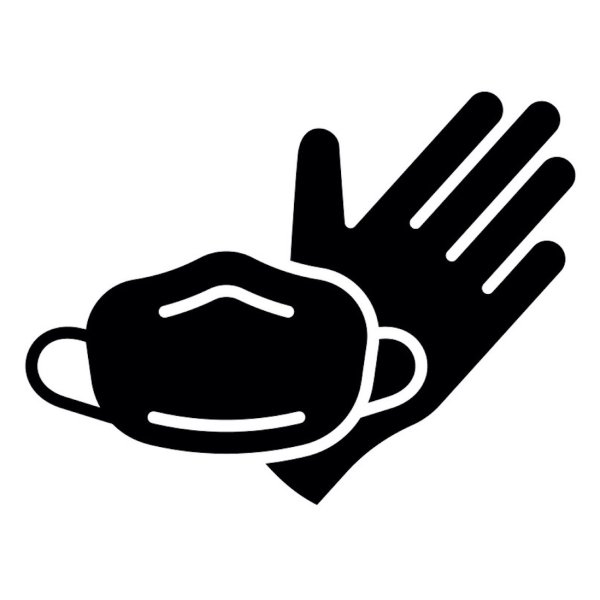 Маска и перчатки на белом фоне