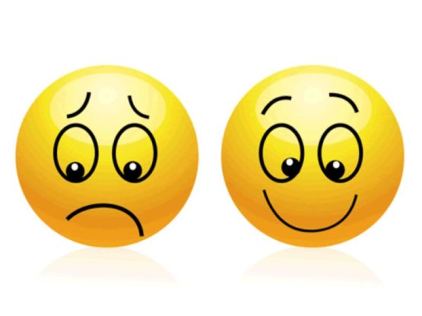 Грустный и веселый смайлик