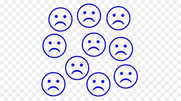 Много грустных смайликов на одном листе